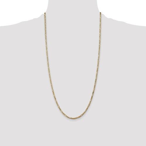 14k 2.75mm Flat Figaro Chain - Seattle Gold Grillz