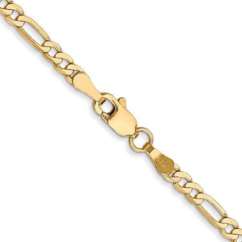 14k 2.75mm Flat Figaro Chain - Seattle Gold Grillz