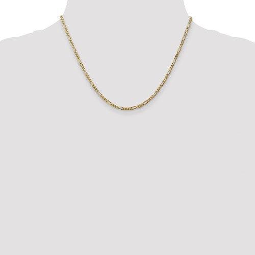 14k 2.75mm Flat Figaro Chain - Seattle Gold Grillz