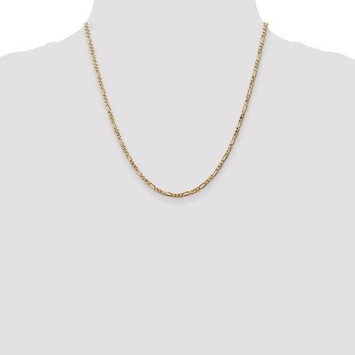 14k 2.75mm Flat Figaro Chain - Seattle Gold Grillz