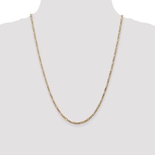 14k 2.75mm Flat Figaro Chain - Seattle Gold Grillz