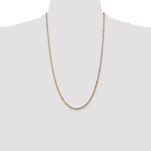 14k 2.75mm Flat Figaro Chain - Seattle Gold Grillz