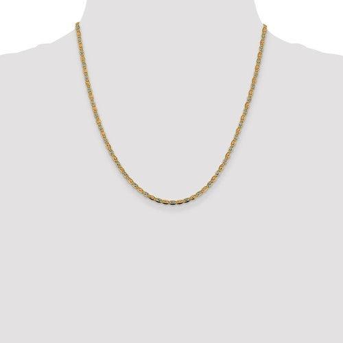 14k 2.75mm Tri-color Pave Valentino Chain - Seattle Gold Grillz