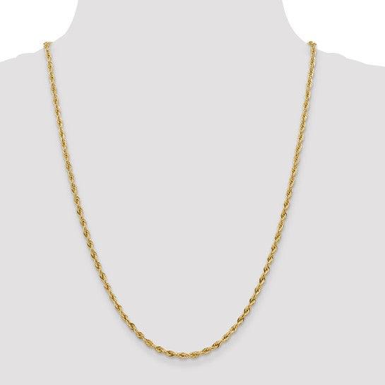 14k 2.8mm Semi-Solid Rope Chain - Seattle Gold Grillz