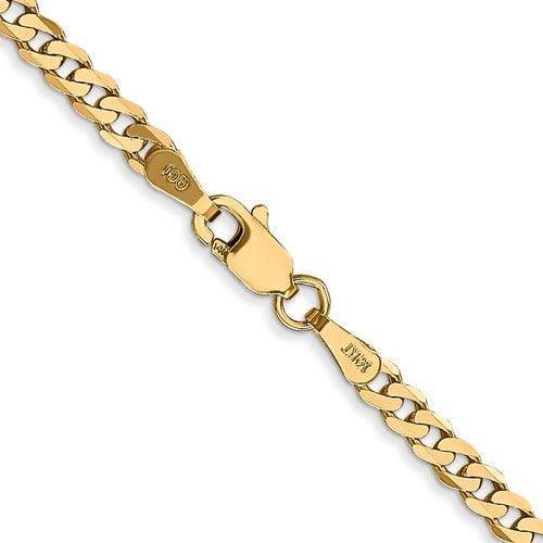 14k 2.9mm Beveled Curb Chain - Seattle Gold Grillz