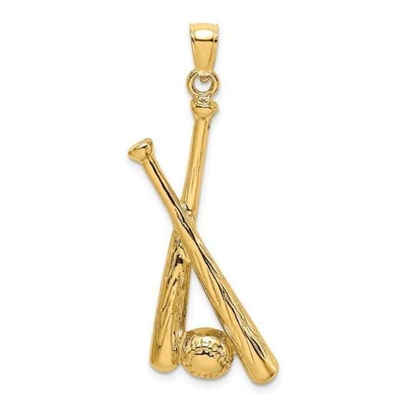 14K 2-D Baseball Bats and Ball Charm - Seattle Gold Grillz