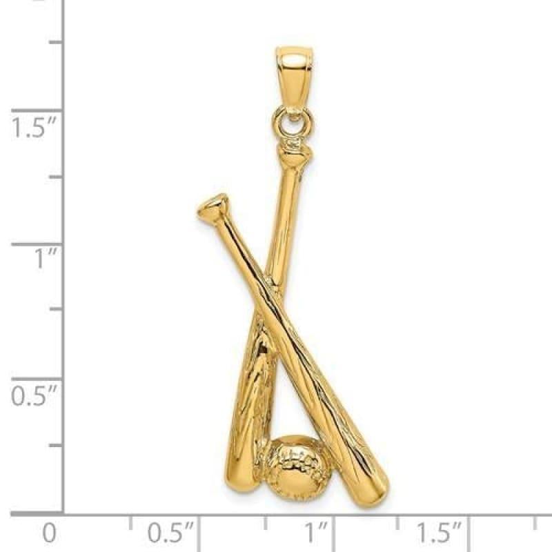 14K 2-D Baseball Bats and Ball Charm - Seattle Gold Grillz