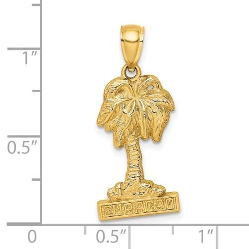 14K 2-D CURACAO Under Palm Tree Charm - Seattle Gold Grillz