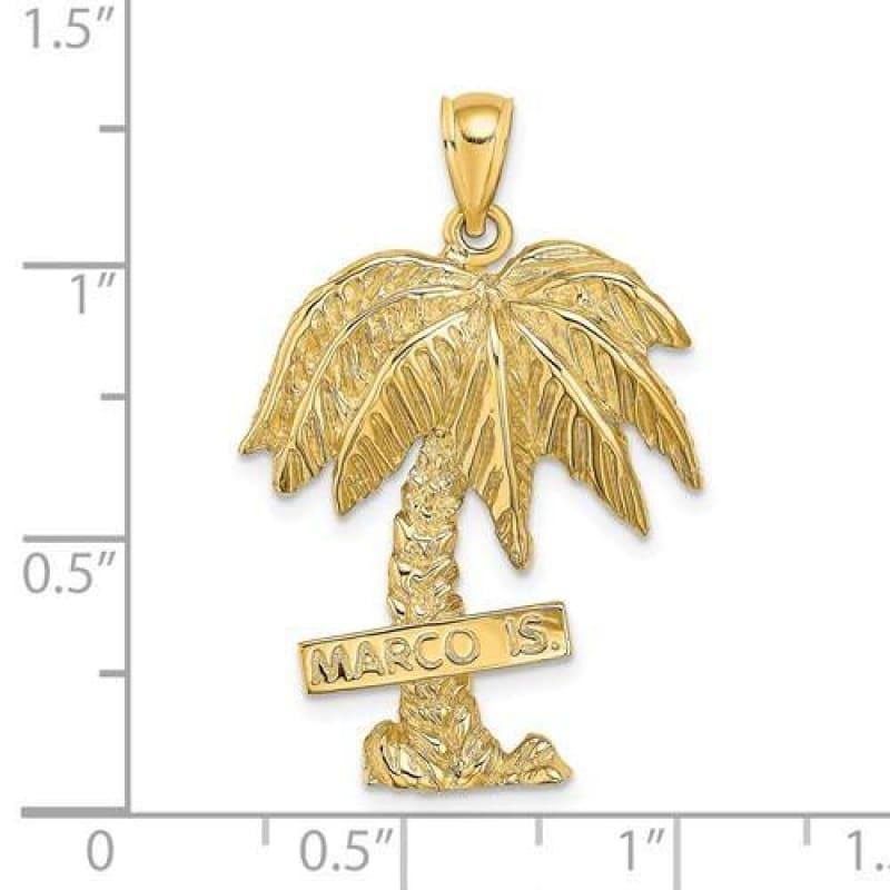 14K 2-D MARCO ISLAND On Large Palm Tree Charm - Seattle Gold Grillz
