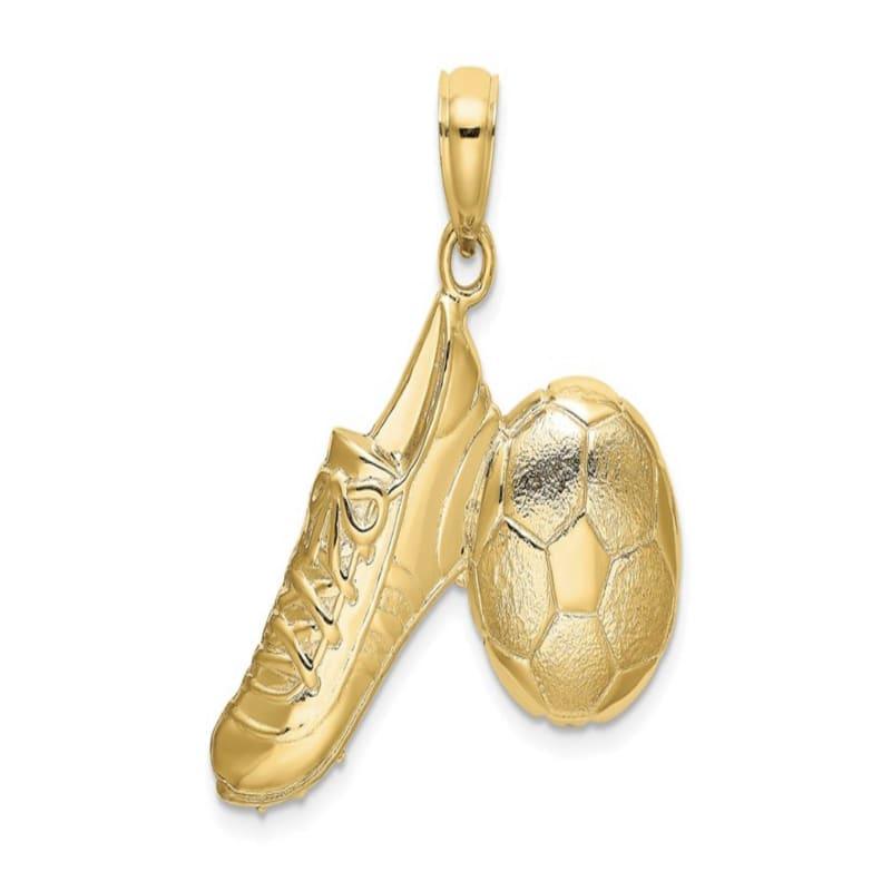 14K 2-D Polished Soccer Ball and Shoe Charm - Seattle Gold Grillz
