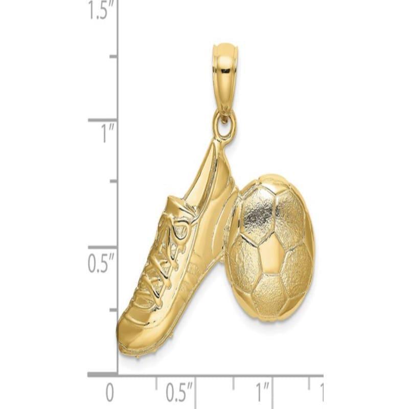 14K 2-D Polished Soccer Ball and Shoe Charm - Seattle Gold Grillz