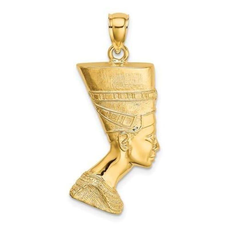 14k 2-D Polished - Textured Nefertiti Profile Charm - Seattle Gold Grillz