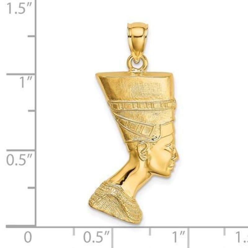 14k 2-D Polished - Textured Nefertiti Profile Charm - Seattle Gold Grillz