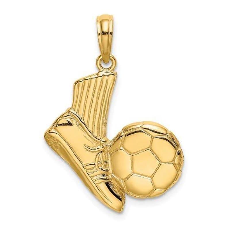 14K 2-D Soccer Shoe Kicking Ball Charm - Seattle Gold Grillz