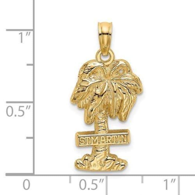 14K 2-D ST. MARTIN On Palm Tree Charm - Seattle Gold Grillz