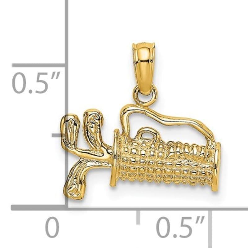 14K 2-D Textured and Engraved Golf Bag Charm - Seattle Gold Grillz