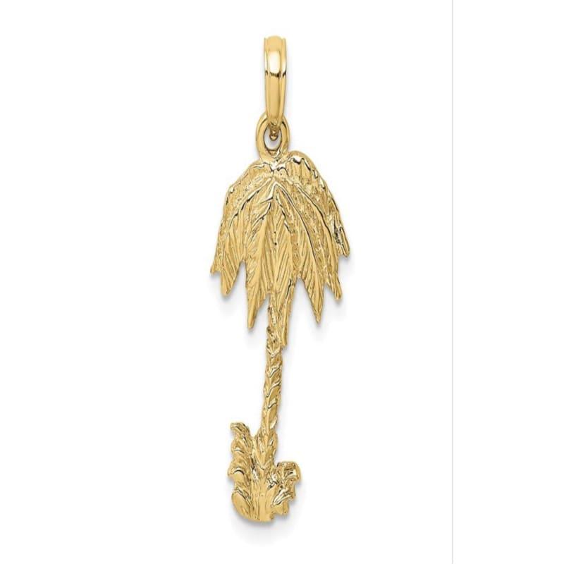 14K 2-D Textured Single Palm Tree Charm - Seattle Gold Grillz
