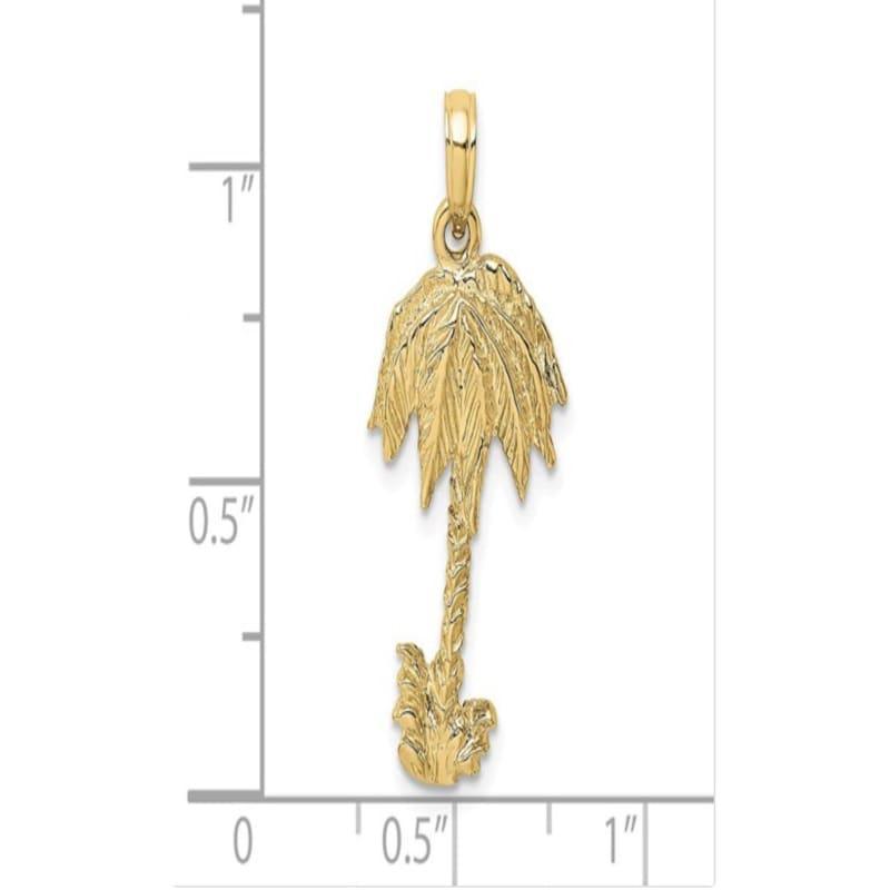 14K 2-D Textured Single Palm Tree Charm - Seattle Gold Grillz