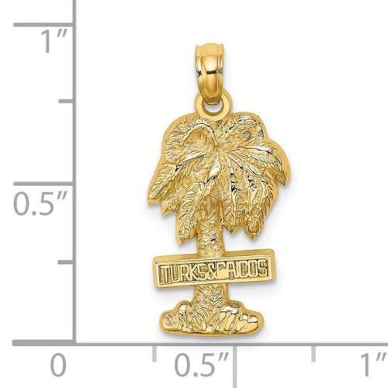 14K 2-D TURKS AND CAICOS On Palm Tree Charm - Seattle Gold Grillz