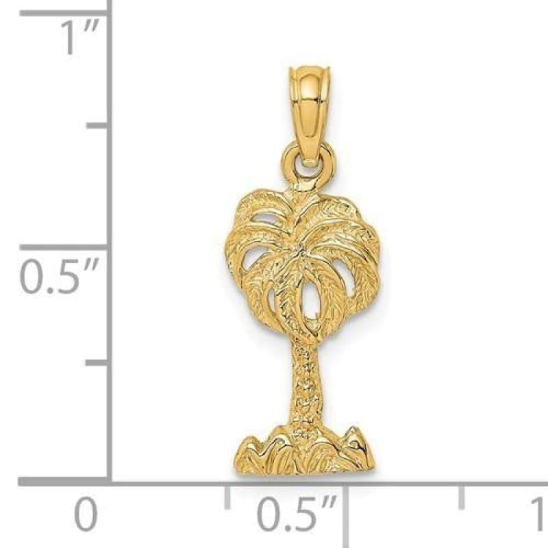 14K 2D Palm Tree Charm - Seattle Gold Grillz