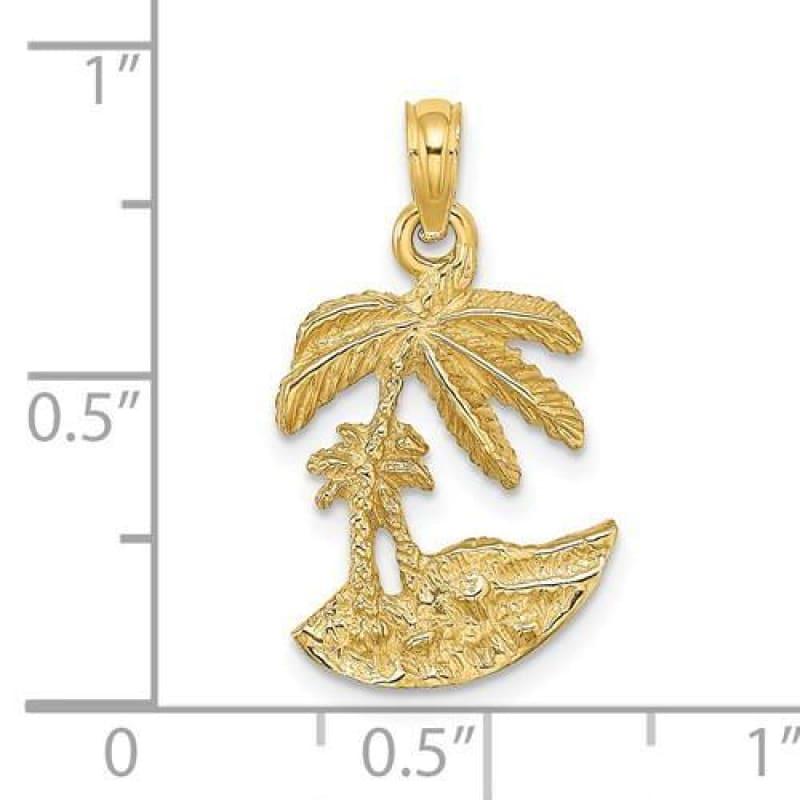 14K 2D Palm Trees On Island Charm - Seattle Gold Grillz