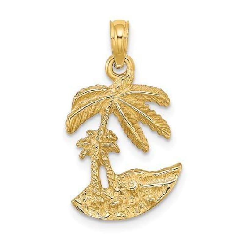 14K 2D Palm Trees On Island Charm - Seattle Gold Grillz