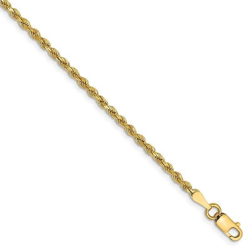 14k 2mm D-C Rope With Lobster Clasp Bracelet - Seattle Gold Grillz