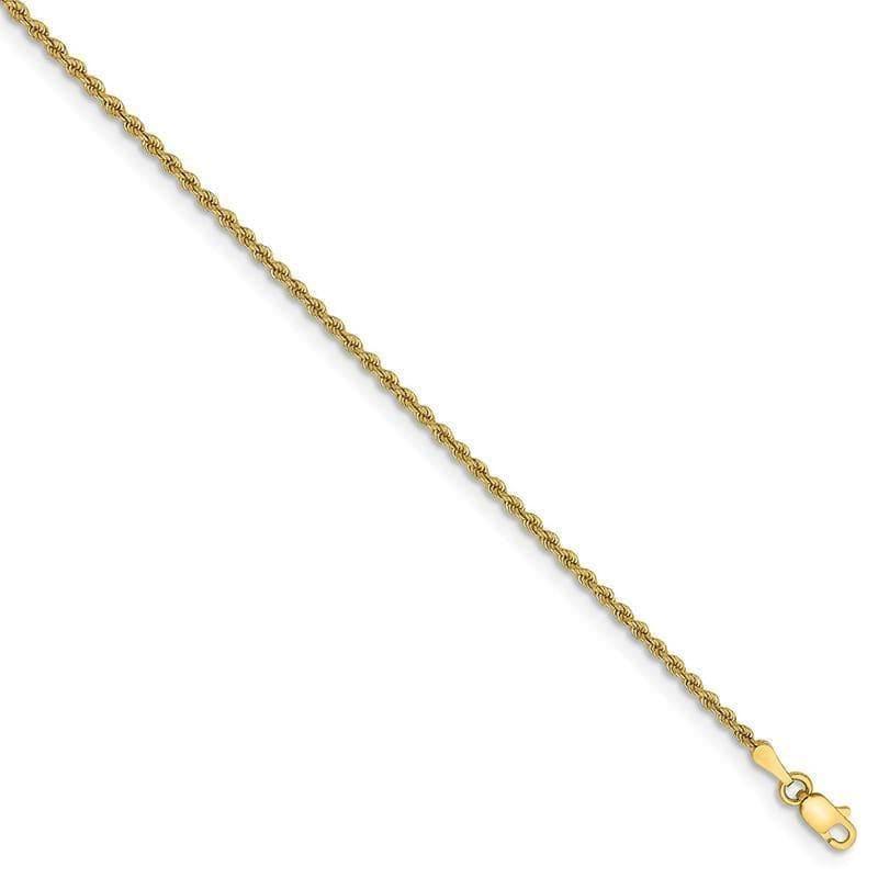 14k 2mm Handmade Regular Rope Anklet - Seattle Gold Grillz