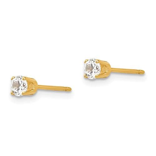 14k 3.25mm Cubic Zirconia stud earrings - Seattle Gold Grillz