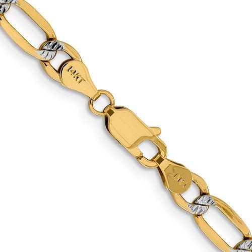 14k 3.2mm Semi-solid Pave Figaro Chain - Seattle Gold Grillz