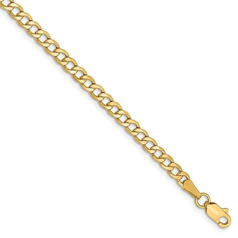 14k 3.35mm Semi-Solid Curb Link Bracelet - Seattle Gold Grillz