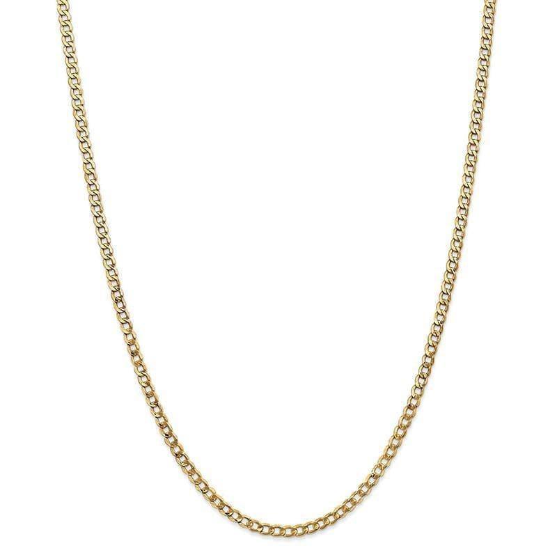 14k 3.35mm Semi-Solid Curb Link Chain - Seattle Gold Grillz