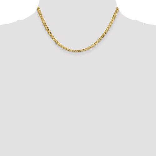 14k 3.7mm Solid Polished Light Flat Cuban Link Chain - Seattle Gold Grillz