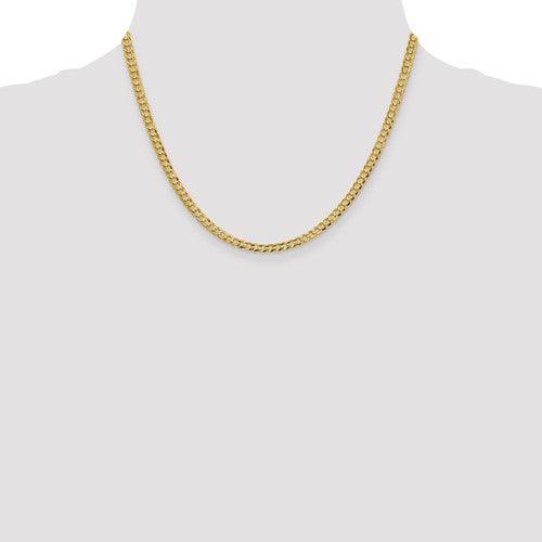 14k 3.7mm Solid Polished Light Flat Cuban Link Chain - Seattle Gold Grillz