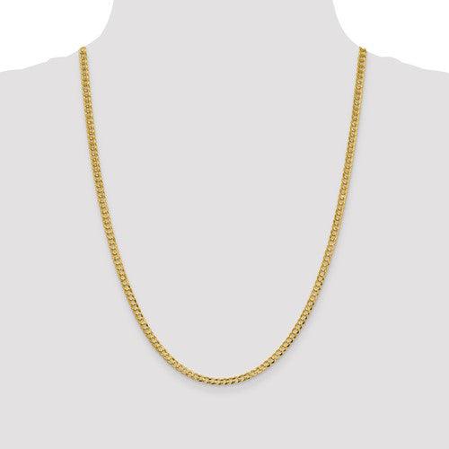14k 3.7mm Solid Polished Light Flat Cuban Link Chain - Seattle Gold Grillz