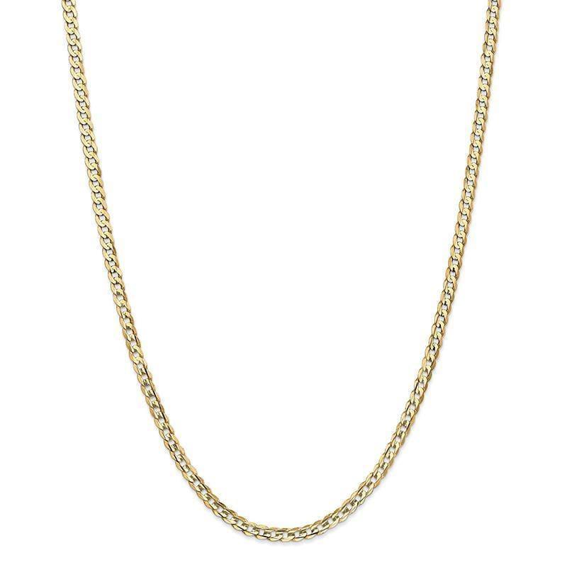 14K 7 inch 3.8mm Open Concave Curb with Lobster Clasp Bracelet