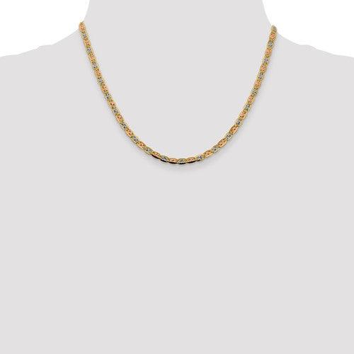 14k 3.8mm Tri-color Pave Valentino Chain - Seattle Gold Grillz