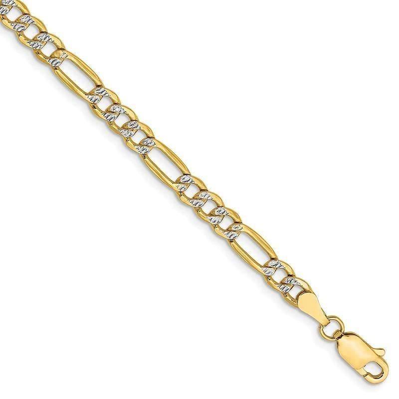 14k 3.9mm Semi-solid Pave Figaro Bracelet - Seattle Gold Grillz