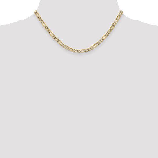 14k 3.9mm Semi-solid Pave Figaro Chain - Seattle Gold Grillz