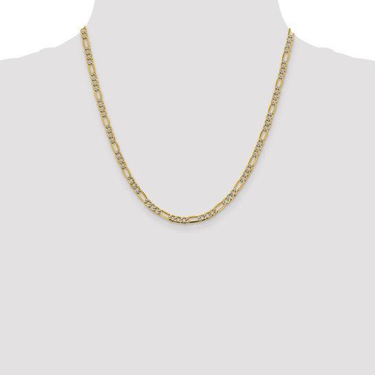 14k 3.9mm Semi-solid Pave Figaro Chain - Seattle Gold Grillz
