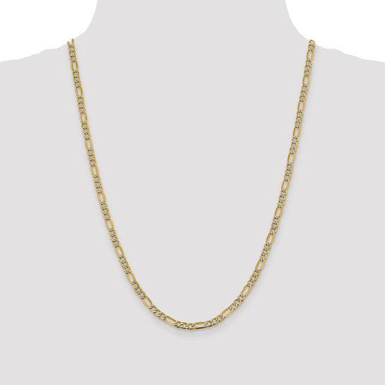 14k 3.9mm Semi-solid Pave Figaro Chain - Seattle Gold Grillz