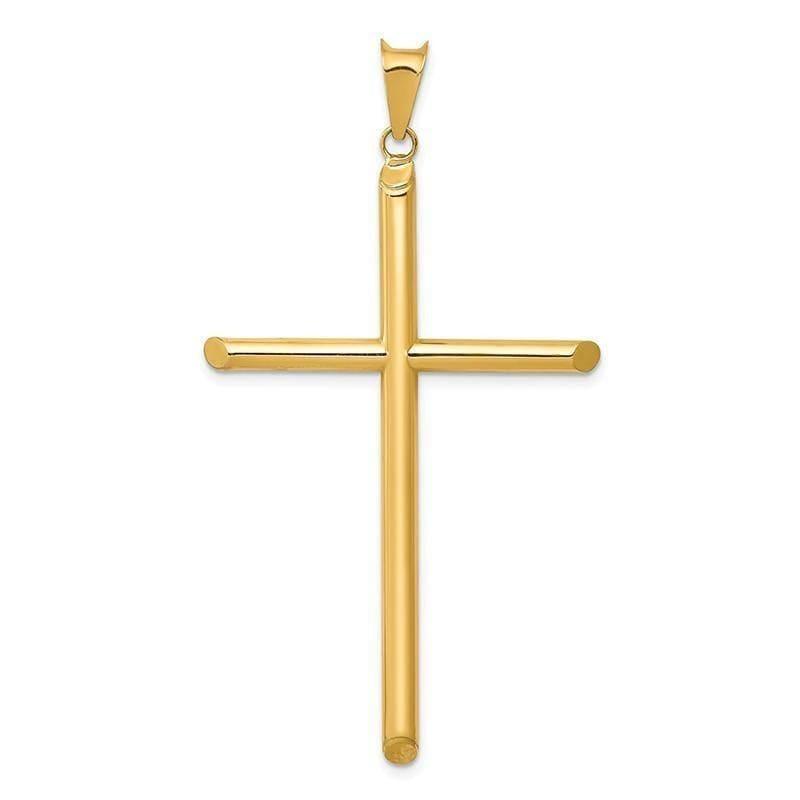 14k 3-D Polished Hollow Cross Pendant - Seattle Gold Grillz
