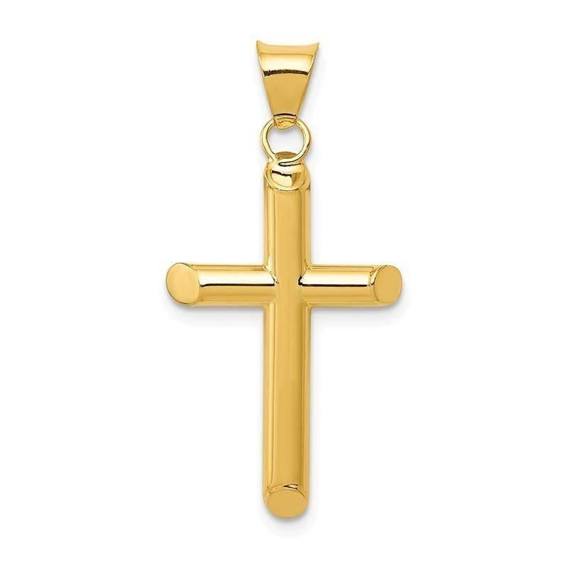 14k 3-D Polished Hollow Cross Pendant - Seattle Gold Grillz
