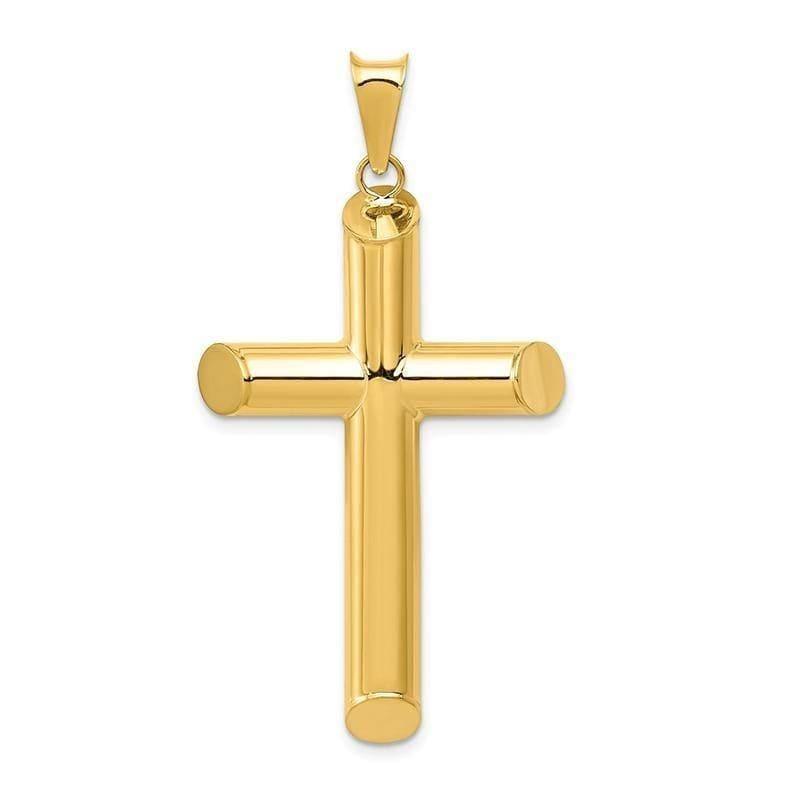 14k 3-D Polished Hollow Cross Pendant - Seattle Gold Grillz