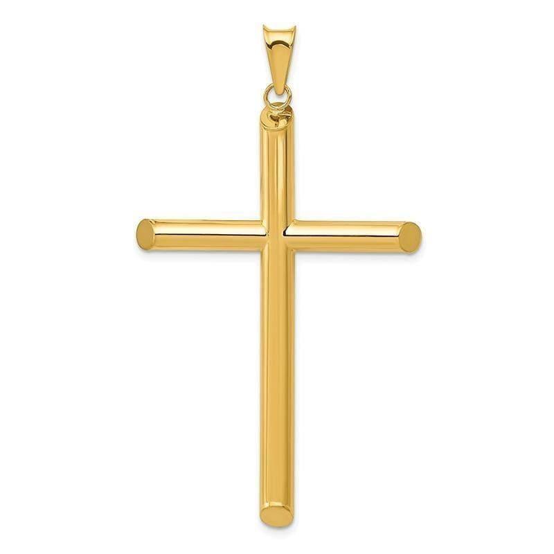 14k 3-D Polished Hollow Cross Pendant - Seattle Gold Grillz