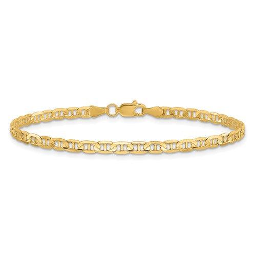 14k 3mm Concave Anchor Chain Anklet - Seattle Gold Grillz