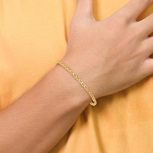 14k 3mm Concave Anchor Chain Anklet - Seattle Gold Grillz