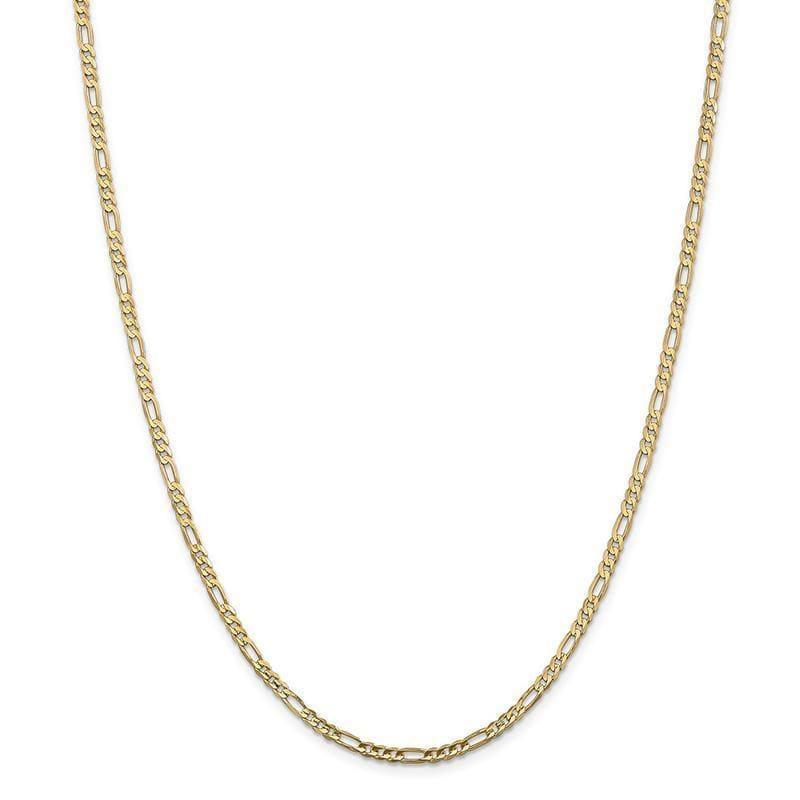 14K 7 inch 3mm Concave Open Figaro with Lobster Clasp Bracelet