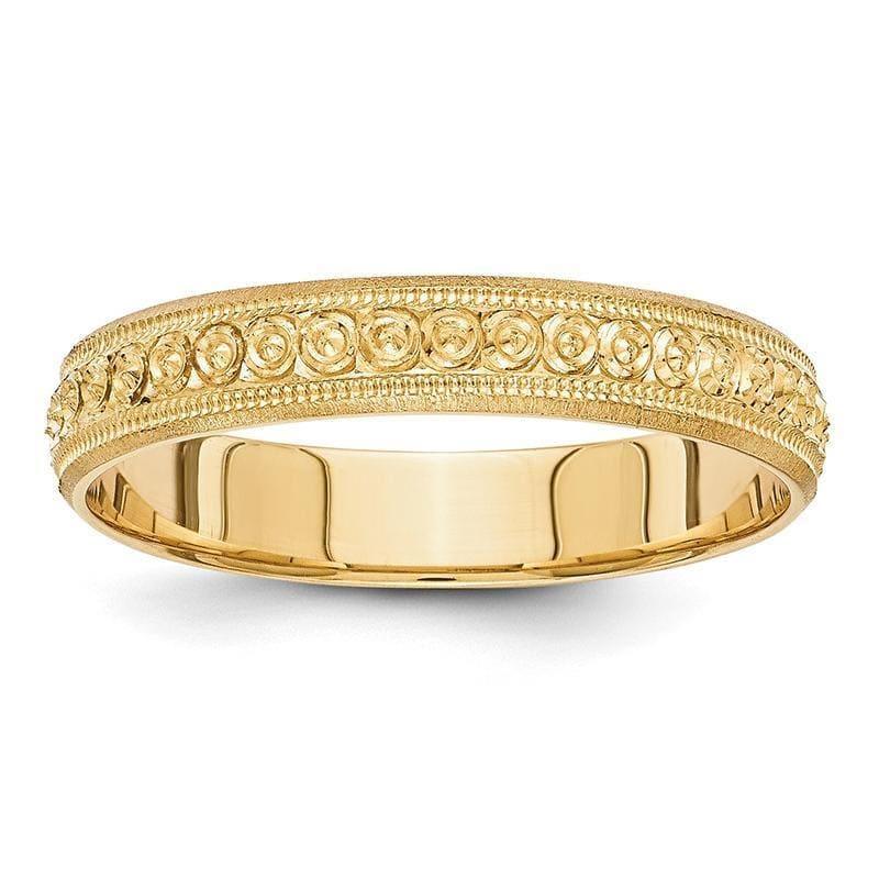 14k 3mm Design Etched Wedding Band - Seattle Gold Grillz