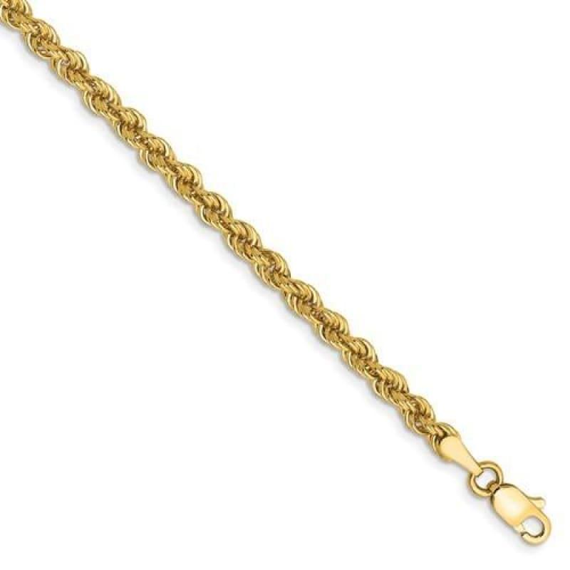 14k 3mm Handmade Regular Rope Bracelet - Seattle Gold Grillz